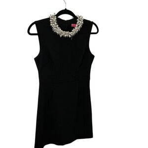 Betsey Johnson Black Pearl Embellished Shift Dress Size 4
